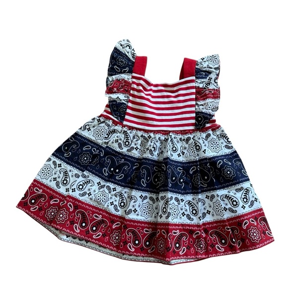 Bonnie Jean Red Blue Dress Short Sleeve Patriotic 4th of July Girls 4 NWT - Picture 2 of 3